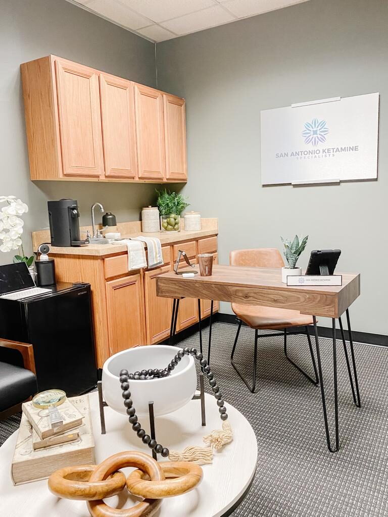 Soluz Health reception area in San Antonio — comfortable, welcoming atmosphere