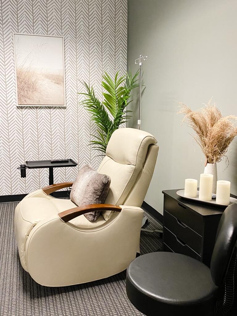 Soluz Health ketamine infusion suite in San Antonio — comfortable, calming treatment chair